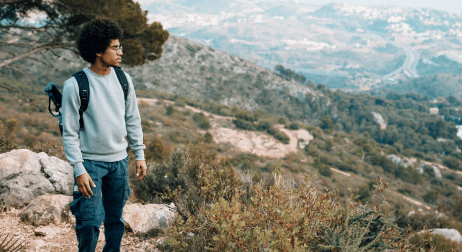 Man hiking in the arizona mountains